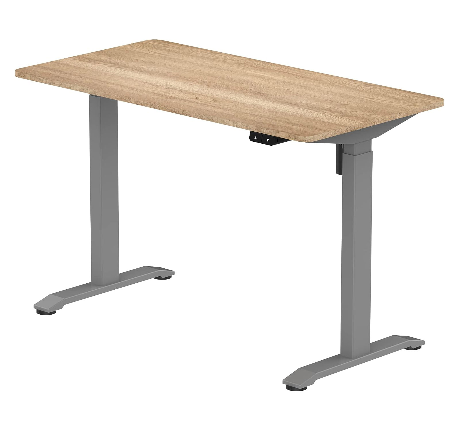 O'BELB Ergonomic Sit and Stand Electric Table (Silver+Retro Wood)